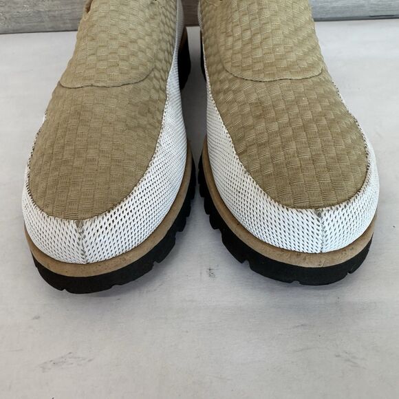 Pas de Rouge Tan & White Stretch Fabric Slip On Flat Shoes Women EU 38.5 US 7.5 - Picture 9 of 16